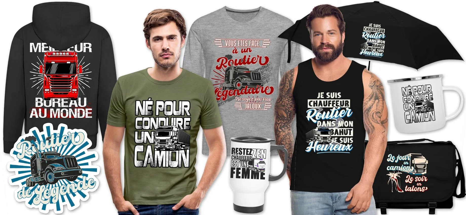 cadeau routier teeshirt chauffeur poids lourd camion conducteur route drôle humour papa vente en ligne noël anniversaire
