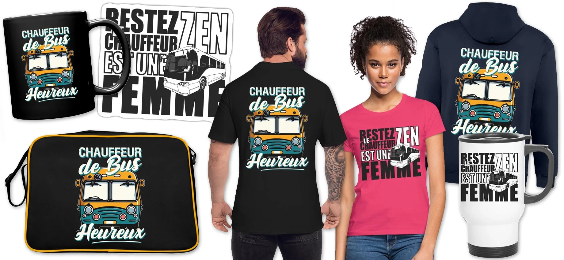 cadeau chauffeur de bus conducteur autobus busdeville car scolaire homme femme e shirt personnalise vente en ligne