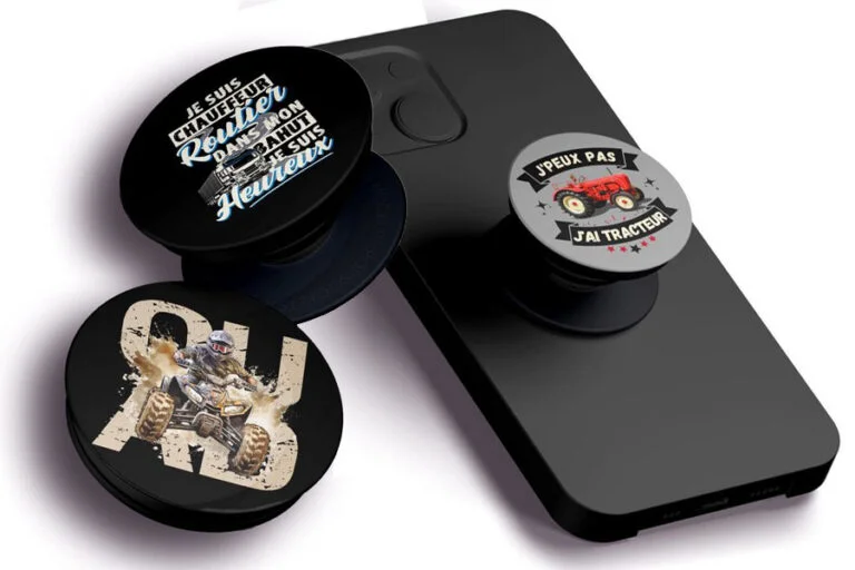 cadeau original popsockets accessoires smartphone routier tracteur quad moto bus alu