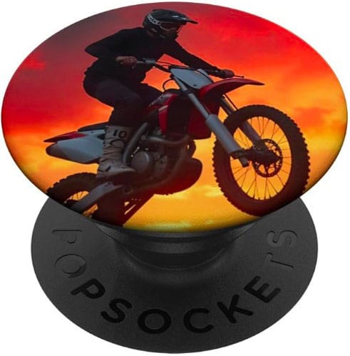 popsockets motocross pilote de moto homme cross trial enduro coucher de soleil