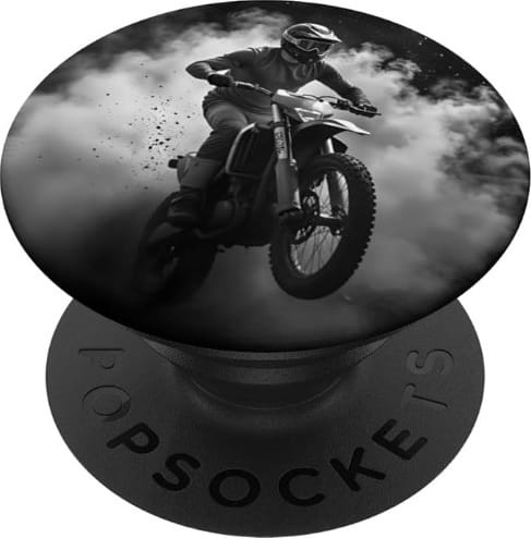 popsockets motocross pilote de moto homme cross trial enduro freestyle rallye noir et blanc