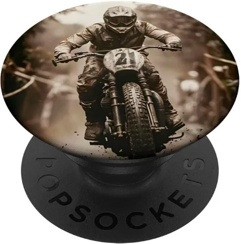 popsockets motocross pilote de moto homme cross trial enduro sepia